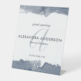 Monogram Gray Watercolor Minimal Grand Opening Sockelschild