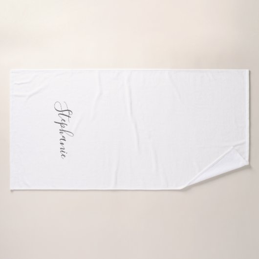 Monogram Gray White Custom Simple Minimal Badehandtuch (Badehandtuch)