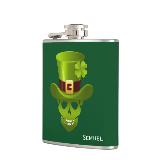 Monogram Green 4 Leaf Kleeblatt Skull und Grüner H Flachmann (Links)