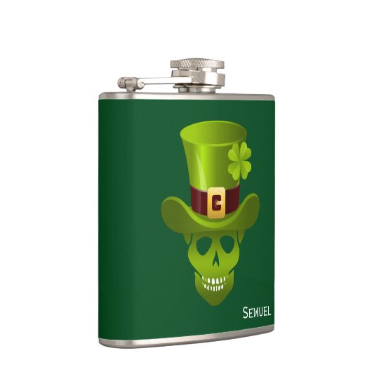 Monogram Green 4 Leaf Kleeblatt Skull und Grüner H Flachmann (Rechts)