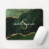 Monogram Green Agate Geode Mousepad (Mit Mouse)