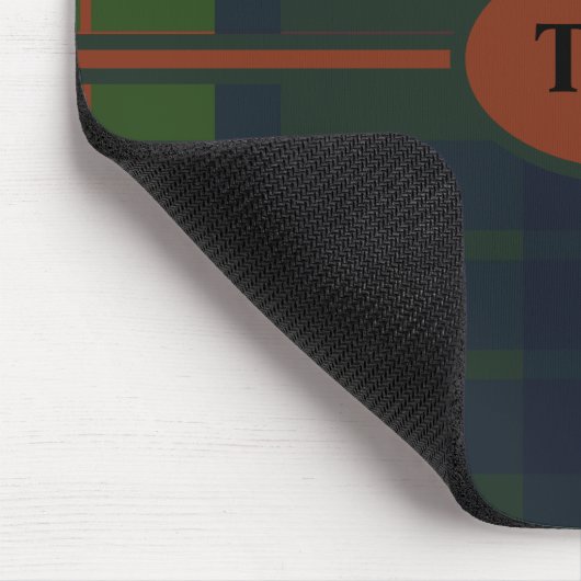 Monogram Green and Blue Red Tartan Scott Kariert Mousepad (Ecke)