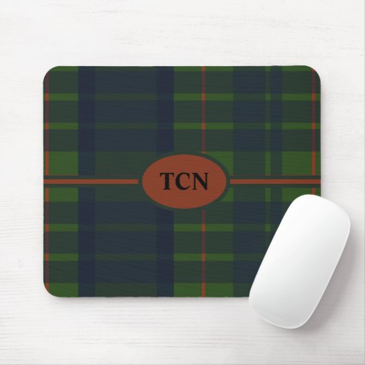 Monogram Green and Blue Red Tartan Scott Kariert Mousepad (Mit Mouse)