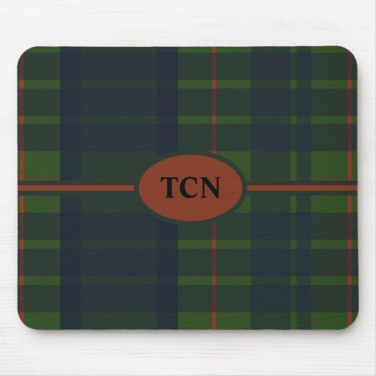 Monogram Green and Blue Red Tartan Scott Kariert Mousepad (Vorne)