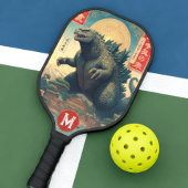 Monogram Green Asian Lizard Monster Retro Trendy Pickleball Schläger