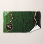 Monogram Green Black Marble Agate Gold Glitzer Badhandtuch Set (Handtuch)