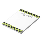 Monogram Green Black Niedlich Chic Polka Dot Patte Notizblock (Rotiert)