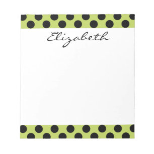 Monogram Green Black Niedlich Chic Polka Dot Patte Notizblock