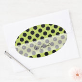 Monogram Green Black Niedlich Chic Polka Dot Patte Ovaler Aufkleber (Umschlag)
