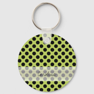 Monogram Green Black Niedlich Chic Polka Dot Patte Schlüsselanhänger