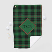 Monogram Green Black Red Kariert Tartan Scott Golfhandtuch (Insitu)