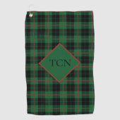 Monogram Green Black Red Kariert Tartan Scott Golfhandtuch (Vorderseite)