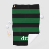 Monogram Green & Black Strip Golf Handtuch mit Tex (Insitu)