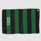 Monogram Green & Black Strip Golf Handtuch mit Tex (Horizontal)