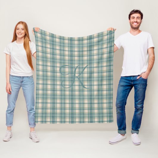 Monogram Green Blue Beige Tartan Buffalo Kariert Fleecedecke (Beispiel)
