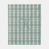 Monogram Green Blue Beige Tartan Buffalo Kariert Fleecedecke (Vorderseite)