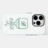 Monogram Green Bow Pickleball Paddle Case-Mate iPhone Hülle (Rückseite (Horizontal))