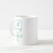 Monogram Green Bow Pickleball Paddle Kaffeetasse (Vorderseite Links)