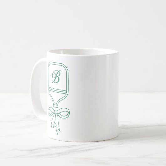 Monogram Green Bow Pickleball Paddle Kaffeetasse (Vorderseite Links)
