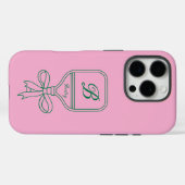 Monogram Green Bow Pickleball Paddle Pink Case-Mate iPhone Hülle (Rückseite (Horizontal))