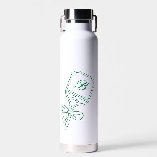 Monogram Green Bow Pickleball Paddle Tasse Trinkflasche (Vorne)