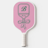 Monogram Green Bow Pink Pickleball Paddel Schläger (Rückseite)