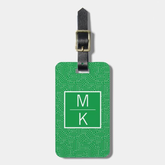 Monogram Green Circuit Square Splitter Gepäckanhänger (Vorderseite vertikal)