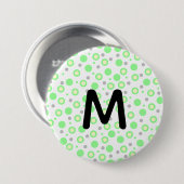 Monogram Green Cream Gray Polka Dots Button (Vorne & Hinten)