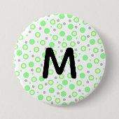 Monogram Green Cream Gray Polka Dots Button (Vorderseite)