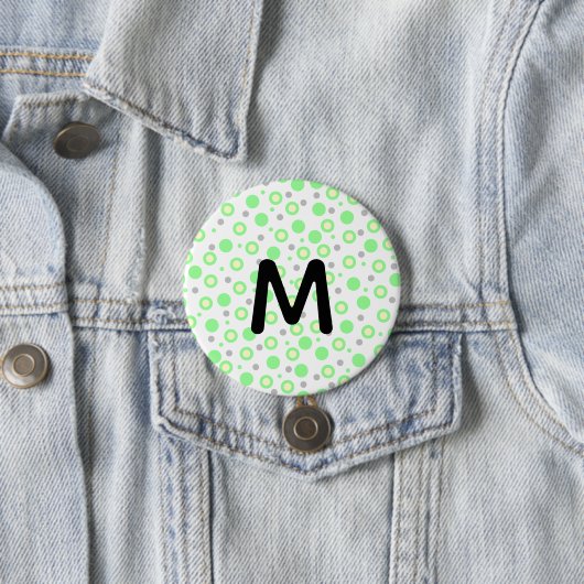 Monogram Green Cream Gray Polka Dots Button (Beispiel)