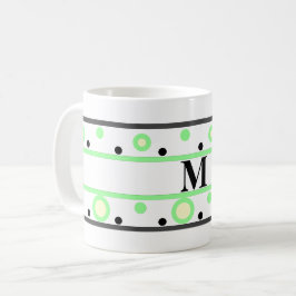 Monogram Green Cream Polka Dots Kaffeetasse