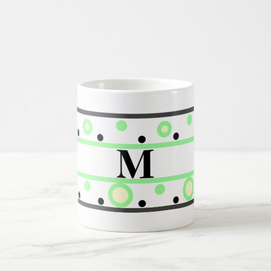Monogram Green Cream Polka Dots Kaffeetasse (Mittel)