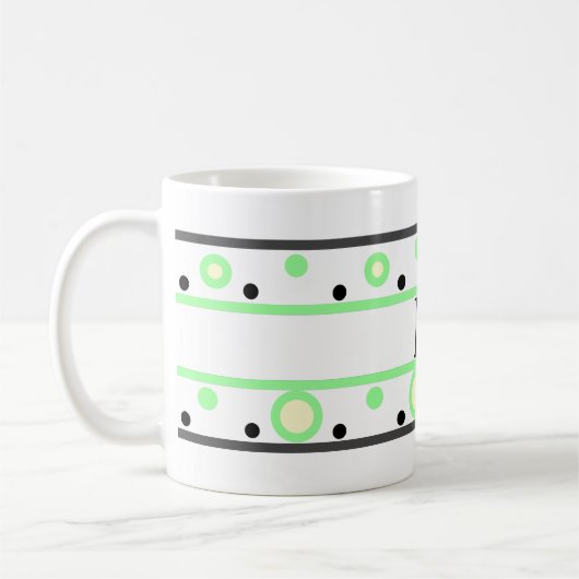 Monogram Green Cream Polka Dots Kaffeetasse (Links)