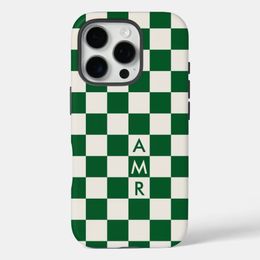 Monogram Green Creme Checkered Pattern Case-Mate iPhone Hülle (Rückseite)
