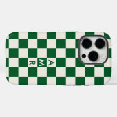 Monogram Green Creme Checkered Pattern Case-Mate iPhone Hülle (Rückseite (Horizontal))