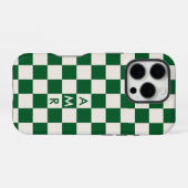 Monogram Green Creme Checkered Pattern iPhone Hülle (Rückseite (Horizontal))