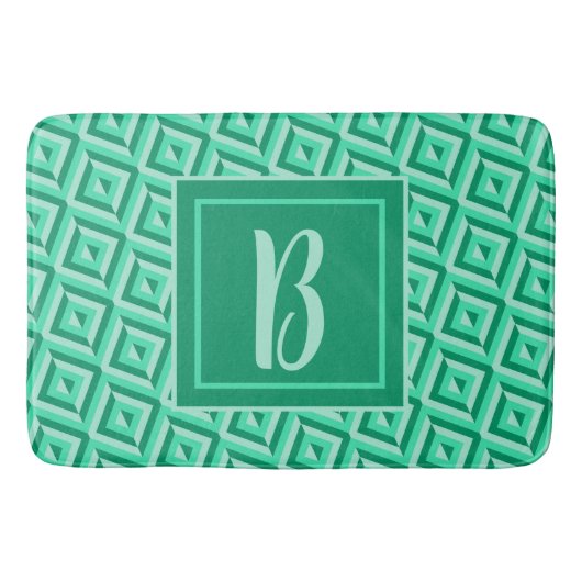 Monogram Green Dreistone Diamond Muster Badematte (Vorderseite)