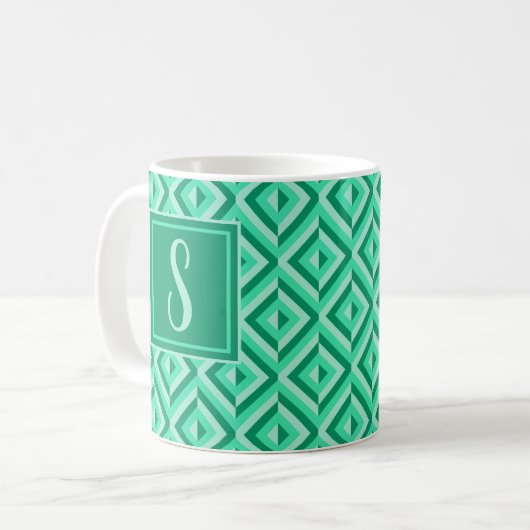 Monogram Green Dreistone Diamond Muster Kaffeetasse (Vorderseite Links)