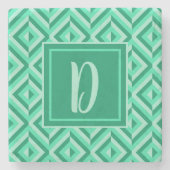 Monogram Green Dreistone Diamond Muster Steinuntersetzer (Vorderseite)