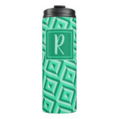 Monogram Green Dreistone Diamond Muster Thermosbecher (Vorderseite)