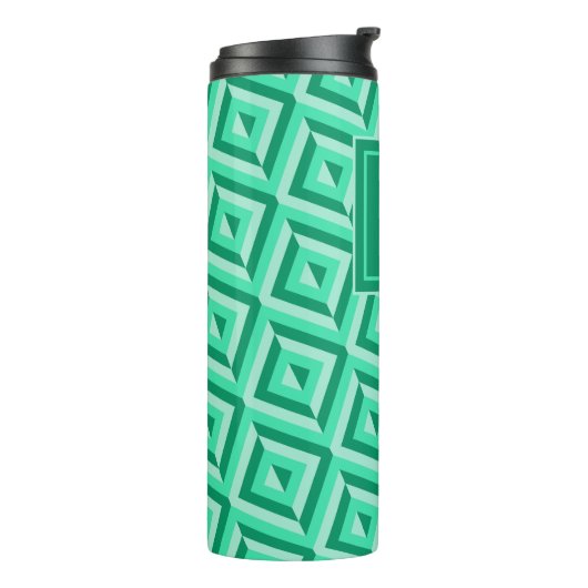 Monogram Green Dreistone Diamond Muster Thermosbecher (Nach links gedreht)