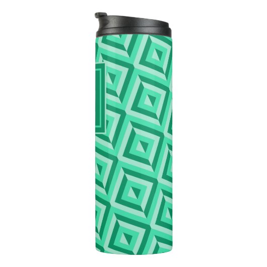 Monogram Green Dreistone Diamond Muster Thermosbecher (Nach rechts gedreht)