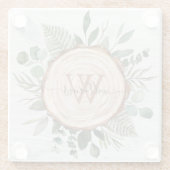 Monogram Green Eucalyptus Blätter Foliage Wood Glasuntersetzer (Rückseite)