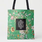 Monogram, Green Fine Art Florals Shoulder Tasche