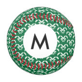 Monogram Green floral zigzzack Baseball (Vorderseite Links)