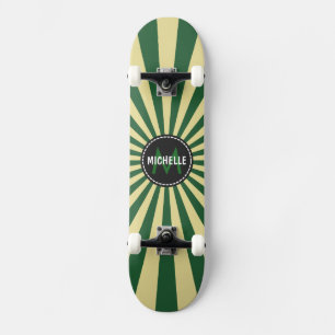 Monogram Green Funky Sun Rays Muster Skateboard
