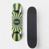 Monogram Green Funky Sun Rays Muster Skateboard (Vorne)