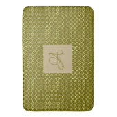 Monogram Green Gold Quatrefoil Newlyweds Hochzeit Badematte (Vorderseite Vertikal)