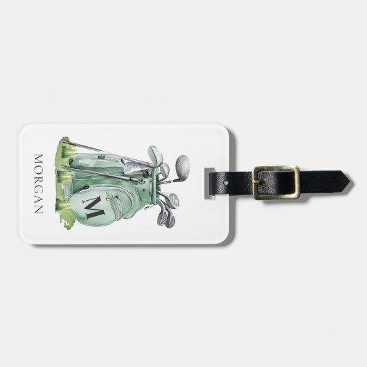 Monogram Green Golf Bag Gepäckanhänger (Vorderseite horizontal)