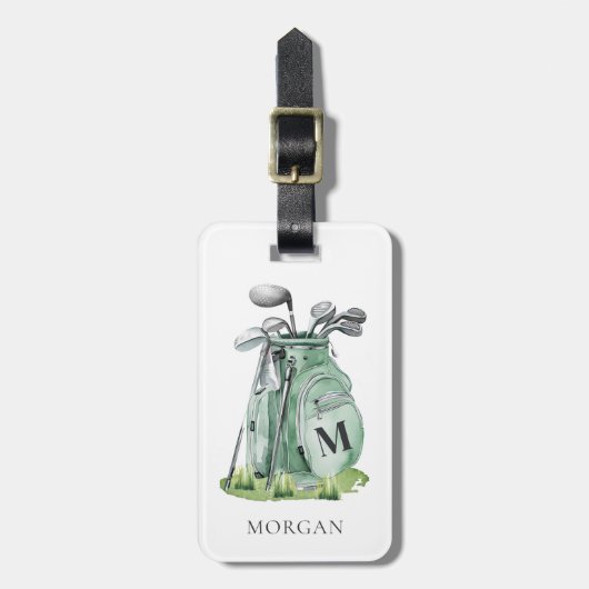 Monogram Green Golf Bag Gepäckanhänger (Vorderseite vertikal)